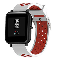 Wewoo Bracelet pour montre connectée Dragonne sport en silicone bicolore Xiaomi Huami Amazfit Bip Lite version 20 mm blanc rouge 