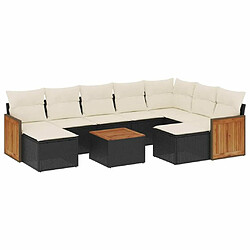 Maison Chic Salon de jardin 10 pcs avec coussins | Ensemble de Table et chaises | Mobilier d'Extérieur noir résine tressée -GKD61018