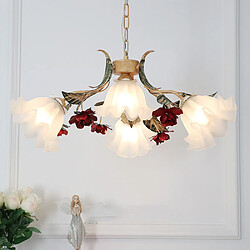 Universal Lustre de chambre de jardin européen de 60 cm, lustre à LED dimmer 3 + 1, salle à manger rétro, salon, fleur en fer forgé, lampe de style ancien romantique rustique 