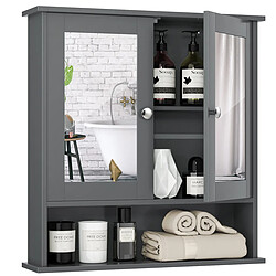 Helloshop26 Armoire de toilette armoire murale avec portes et miroirs pour salle de bains gris 20_0001658 