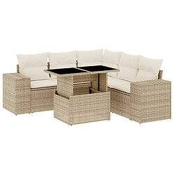 vidaXL Salon de jardin avec coussins 6 pcs beige résine tressée