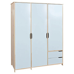 Armoire de rangement en pin massif clair et blanc - L.146 x H.200 x P.60 cm -PEGANE-