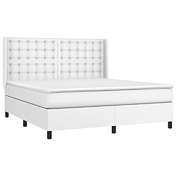 Avis vidaXL Sommier à lattes de lit matelas LED Blanc 160x200 cm Similicuir