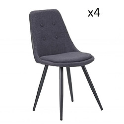 Inside 75 Lot de 4 chaises design COCOON piètement métal noir assise gris foncé 