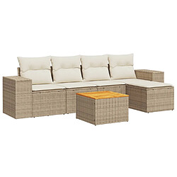 vidaXL Salon de jardin avec coussins 6 pcs beige résine tressée