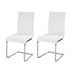 LEA Lot de 2 chaises de salle a manger - Simili blanc - Style contemporain - L 43 x P 56 cm