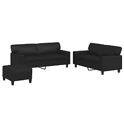 vidaXL Ensemble de canapés 3 pcs noir similicuir