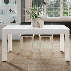 Dansmamaison Table de repas Blanc/Blanc laqué - REVE Table de repas Blanc/Blanc laqué - REVE - L 160 x l 90 x H 70 cm