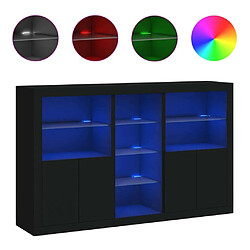 Maison Chic Commode Buffet - Meuble de rangement avec lumières LED noir 162x37x100 cm -GKD93005