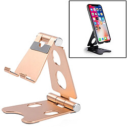 Wewoo Support pour tablette de bureau mobile en alliage d'aluminium ROOSTAND R2 à double pliage paresseuxtaille 6.4x7x9cm Champagne Gold