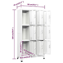 vidaXL Armoire à casier avec 9 compartiments Acier 90x45x180 cm Gris pas cher