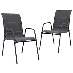 vidaXL Chaises empilables de jardin lot de 2 Acier et textilène 