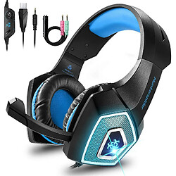 Chrono Casque Gamer, Casque Micro pour PS4 Xbox One(Adaptateur Nécessaire)/S/X Antibruit & Lumière LED, Casque Gaming avec Cache-oreilles à Mémoire Douce pour PC Nintendo Switch Laptop Smartphone 