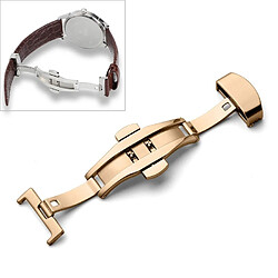 Wewoo Bracelet pour montre connectée Montre-bracelet en cuir avec boucle à papillon acier inoxydable 316double pressiontaille 20 mm or rose 