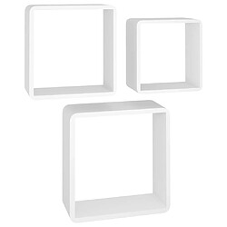 vidaXL Étagères murales sous forme de cube 3 pcs Blanc MDF