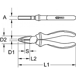 KS TOOLS 117.1111 Pince universelle isolée à poignée bi-composant, L.170 mm