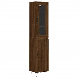 vidaXL Buffet haut Chêne marron 34,5x34x180 cm Bois d'ingénierie