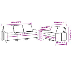 vidaXL Ensemble de canapés 2 pcs avec coussins Gris foncé Tissu pas cher