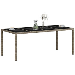 Avis vidaXL Table de jardin dessus en verre gris clair résine tressée