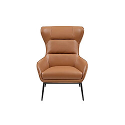 Avis Vente-Unique Fauteuil en cuir de buffle camel DINNIA