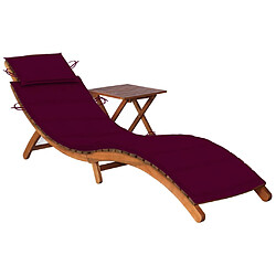 Helloshop26 Transat chaise longue bain de soleil lit de jardin terrasse meuble d'extérieur avec table et coussin bois d'acacia 02_0012631