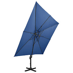 vidaXL Parasol de jardin en porte-à-faux avec double toit bleu azur