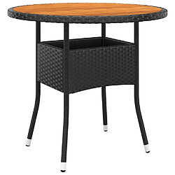 vidaXL Table de jardin Ø80x75 cm Résine tressée et bois d'acacia Noir