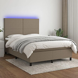 vidaXL Sommier à lattes de lit et matelas et LED Taupe 140x190cm Tissu 