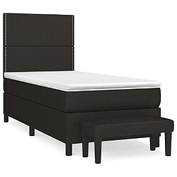 Maison Chic Structures de lit + matelas,Lit à sommier tapissier avec matelas Noir 100x200 cm Tissu -MN20994