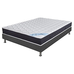 Ebac Matelas + sommier tapissier 120x190 Ressorts - Rubis - Soutien très ferme - Gris