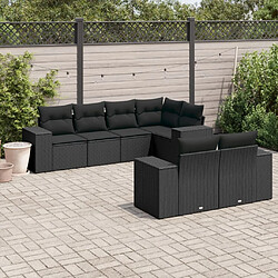 Maison Chic Ensemble Tables et chaises d'extérieur 7pcs avec coussins,Salon de jardin noir résine tressée -GKD993716