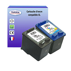 T3Azur 1+1 Cartouches compatibles avec HP DeskJet F2100 F2110 F2120 F2140 F2180 F2185 F2187 F2200 F2224 F2235 remplace HP n°21/22XL 