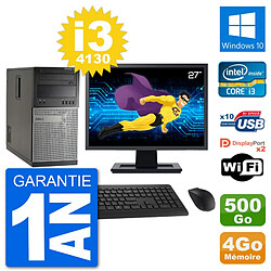 PC Tour Dell 7020 Ecran 27" Intel i3-4130 RAM 4Go Disque 500Go Windows 10 Wifi - Occasion