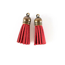 Graines Creatives 2 minis pompons en suédine 4 m - rouge