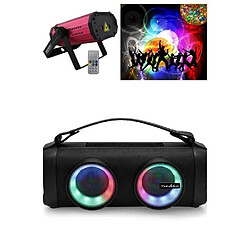 Power Enceinte Portable Party Bluetooth Stéréo LED RGB USB Micro SD Basses pures USB IPX5 TWS ETANCHE + Laser à effets Multipoints à effet 