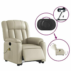 Maison Chic Fauteuil Relax pour salon, Fauteuil inclinable de massage électrique crème similicuir -GKD14052 pas cher