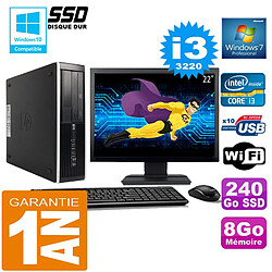 PC HP Compaq 8300 SFF Core I3-3220 Ram 8Go Disque 240 Go SSD Wifi W7 Ecran 22" - Occasion