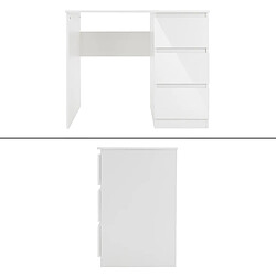 Bureau avec trois tiroirs 90x76x50 cm Blanc en aggloméré ML-Design