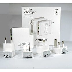 cRadia Super Chargeur 240V 2 USB 2.4A AND 1 USB C 2.4A AND sans fil 5W Powerbank 6700mAh