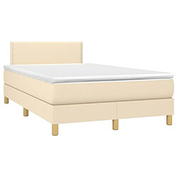 Avis Maison Chic Lit adulte- Lit + matelas + LED,Sommier à lattes de lit matelas et LED crème 120x190 cm tissu -GKD96258