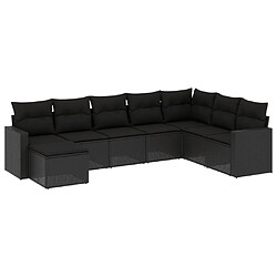 vidaXL Salon de jardin 8 pcs avec coussins noir résine tressée