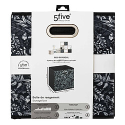 Five Simply Smart Lot de 6 boites de rangement en tissu Botanical - 31x31x31cm - Noir pas cher