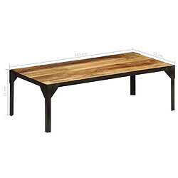 vidaXL Table basse Bois massif de manguier brut et acier 110 cm pas cher