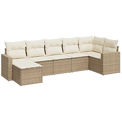 vidaXL Salon de jardin avec coussins 7 pcs beige résine tressée