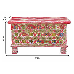 Pegane Malle, coffre de rangement en bois multicolore - Longueur 80 x Profondeur 40 x Hauteur 45 cm