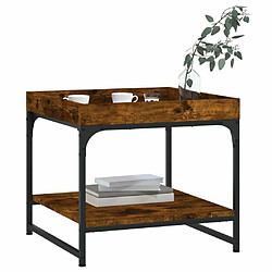 Avis Maison Chic Tabls basse,Table Console pour salon chêne fumé 49,5x49,5x45 cm bois d'ingénierie -MN45963