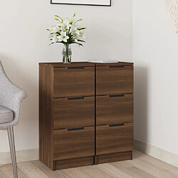 Maison Chic Ensemble de 2 Buffets,commode,console pour rangement Chêne marron 30x30x70 cm Bois d'ingénierie -MN35604