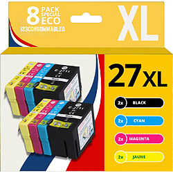 123CONSOMMABLES - 27XL Cartouches d'encre compatible avec Epson 27 27 XL pour Epson WF 3620 WF 7720 WF 3640 WF 7715 WF 7710 WF 7620 WF 7610 WF 7210 WF 7110