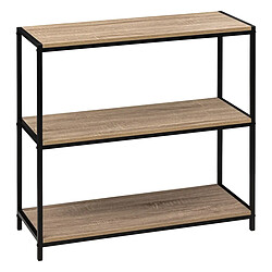 Pegane Console en MDF chêne et métal noir - Longueur 80 x Hauteur 30 x Profondeur 80 cm