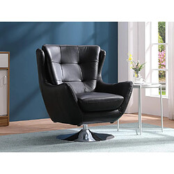 Vente-Unique Fauteuil pivotant en cuir ANABA - Noir 